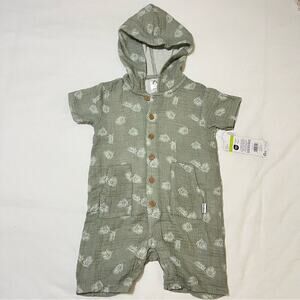 Gerber NWT | Baby Boys Green Palms Hooded Romper | 24M